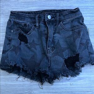 Women's Black Distressed Denim Shorts